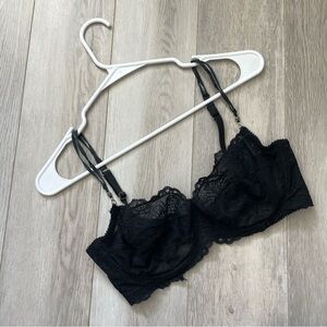Elle Macpherson Bra silk lace sheer underwire womens Black (size 34DD) feminine